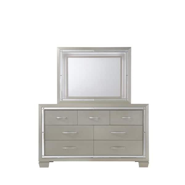 Picket House Furnishings Glamour 7-Drawer Dresser with Mirror in Champagne
