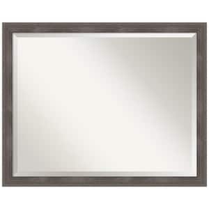 Pinstripe 24.50 in. x 30.50 in. Rustic Rectangle Framed Lead Grey Bathroom Vanity Wall Mirror