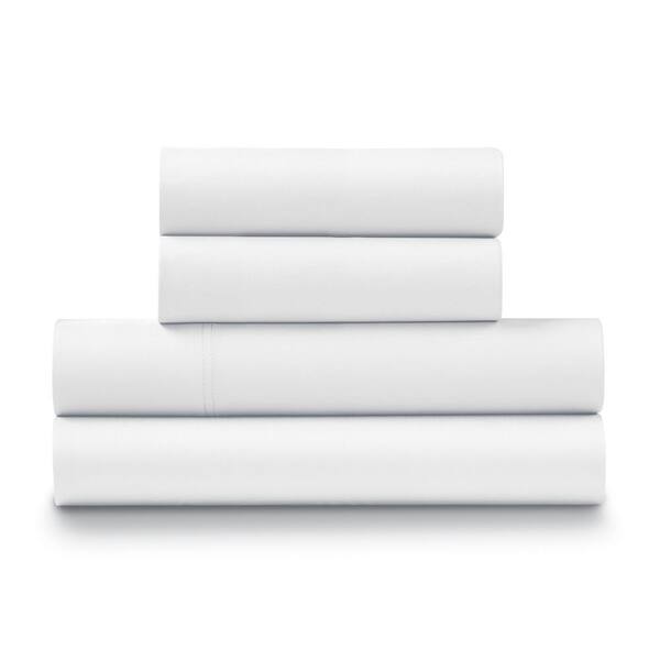 ELLA JAYNE 500TC Cotton Percale 4-Piece White California King Sheet Set