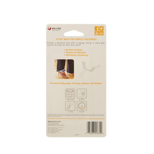 VELCRO 5/8 in. Sticky Back Coin, White (75-Count) 90090 - The Home
