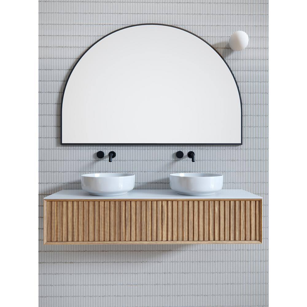 Black Steel 60" x 40" Arched Frameless Mirror