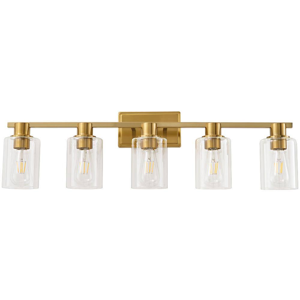 Farmhouse 35 in. 5Light Gold Modern Industrial Indoor Vanity Light