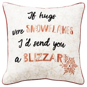 Holiday Ivory/Multi Sentiment Cotton Poly Filled Decorative 20 in. x 20 in. Throw Pillow