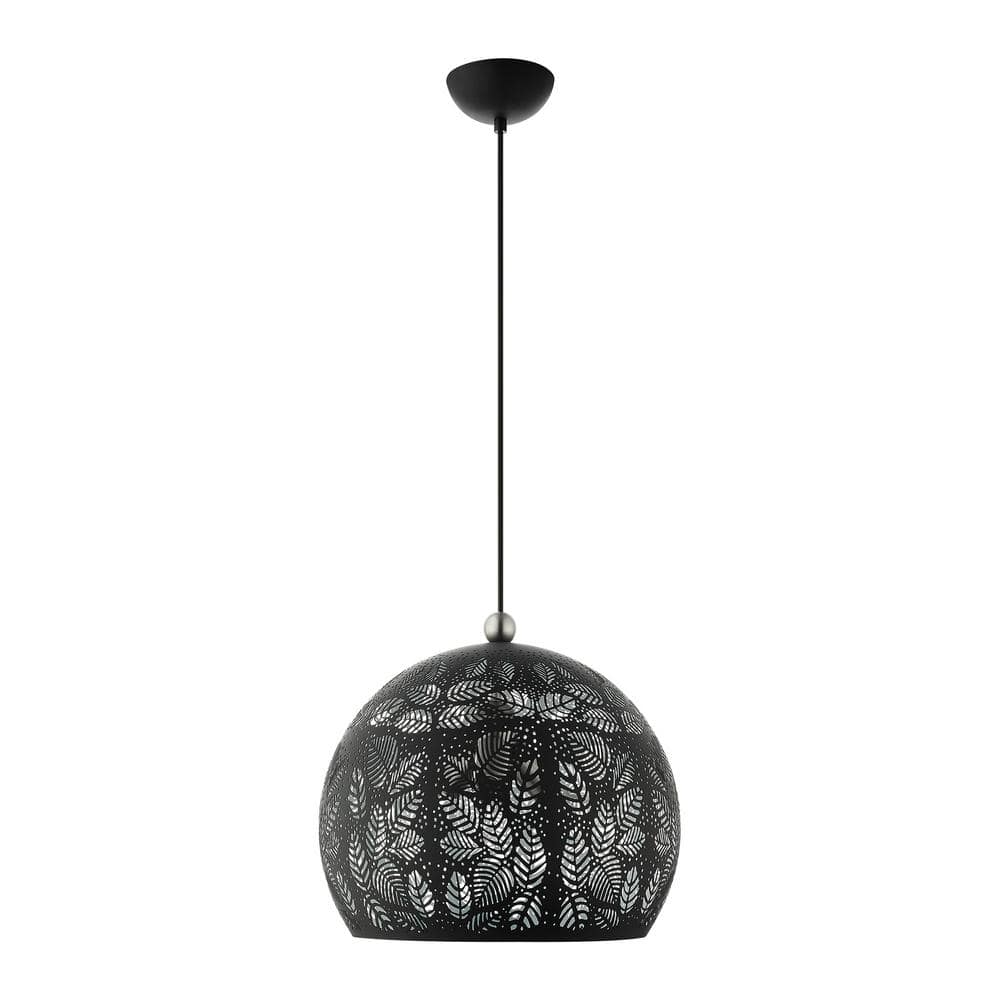 Black and Nickel 3-Light Globe Pendant with Crystal Accents