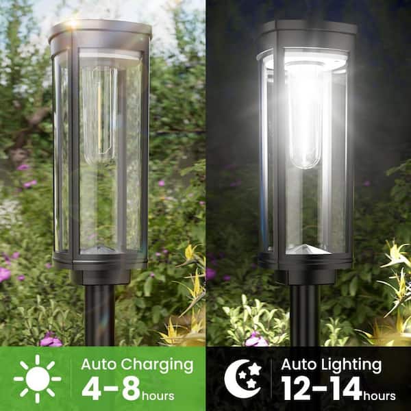 Outdoor Solar-Powered Street Light, Cool White Light (8-Pack