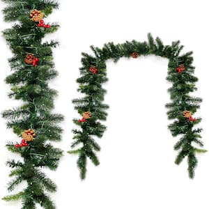 9 ft. Battery Operated Pre-Lit LED Artificial Fall Garland with 100 LED Lights and Timer