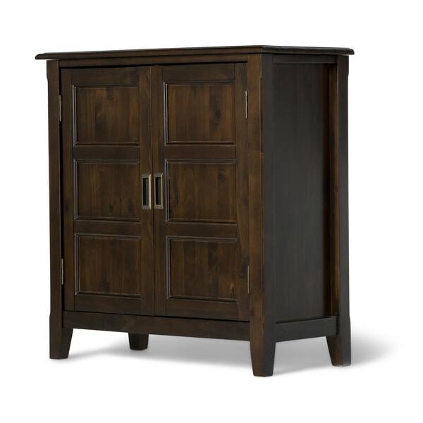 Simpli Home Burlington Solid Wood 30 in. Wide Traditional Low Storage Cabinet in Espresso Brown