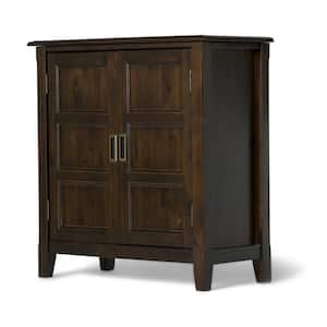 Burlington Solid Wood 30 in. Wide Transitional Low Storage Cabinet in Mahogany Brown
