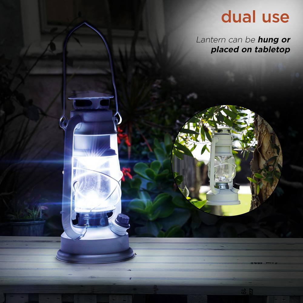 White 14'' Vintage Style LED Hurricane Lantern