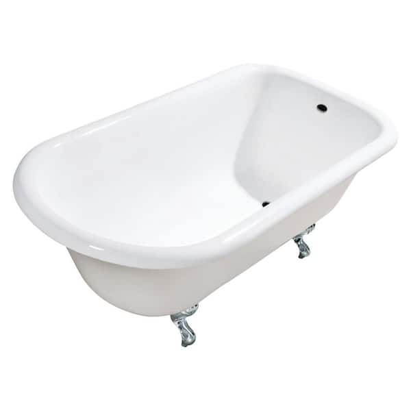 Kingston Brass Aqua Eden 48 in. x 30 in. Cast Iron Clawfoot Bathtub in White/Polished Chrome
