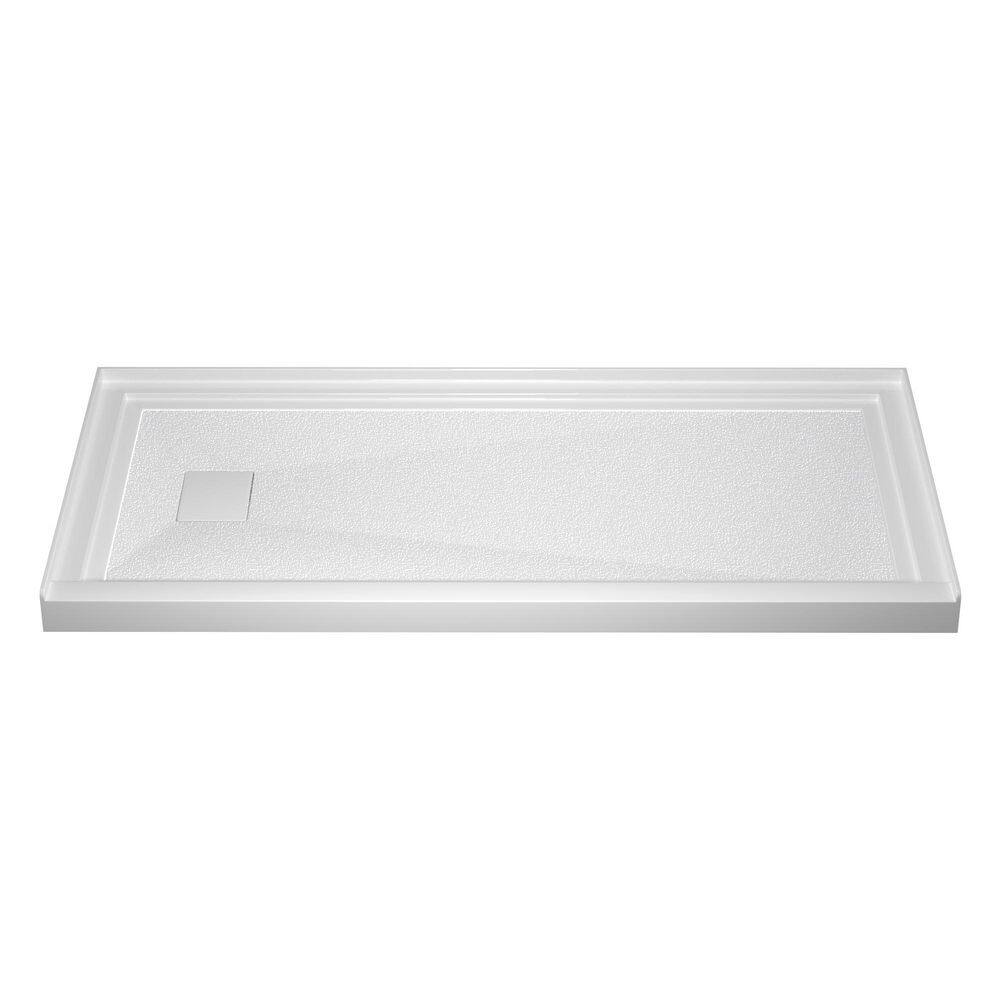 60 in. L x 36 in. W Acrylic Alcove Shower Pan Base with Left Drain in Sand-White with Gray Veins Rectangular Shower tray price history on PriceWatchPro