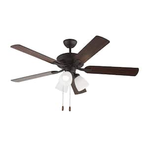 Linden 52 in. Transitional Indoor Bronze Ceiling Fan with Bronze/American Walnut Blades and Fitter LED Light Kit