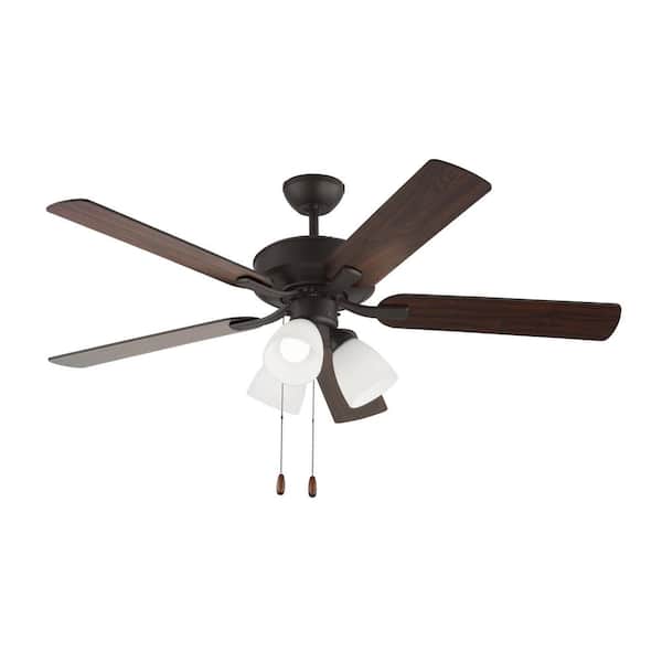Generation Lighting Linden 52 in. Transitional Indoor Bronze Ceiling Fan with Bronze/American Walnut Blades and Fitter LED Light Kit