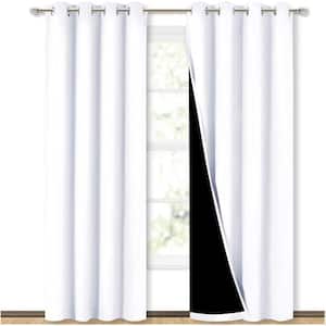 White Polyester 52 in. W x 84 in. L Blackout Curtain ((Double Panel)