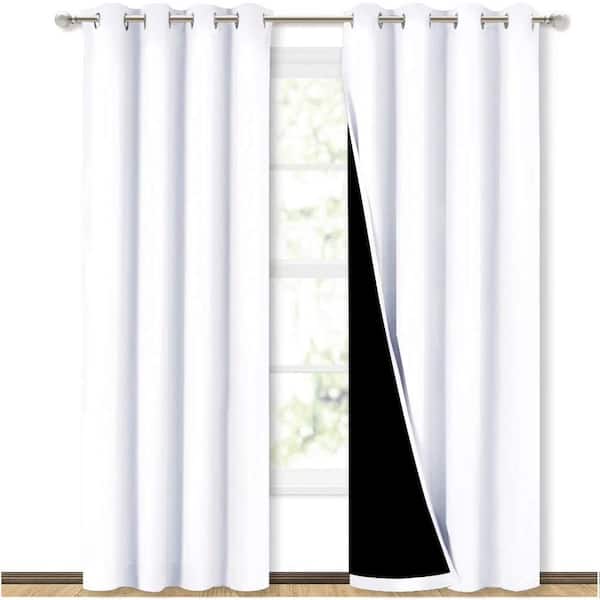 Cubilan White Polyester 52 in. W x 84 in. L Blackout Curtain ((Double Panel)
