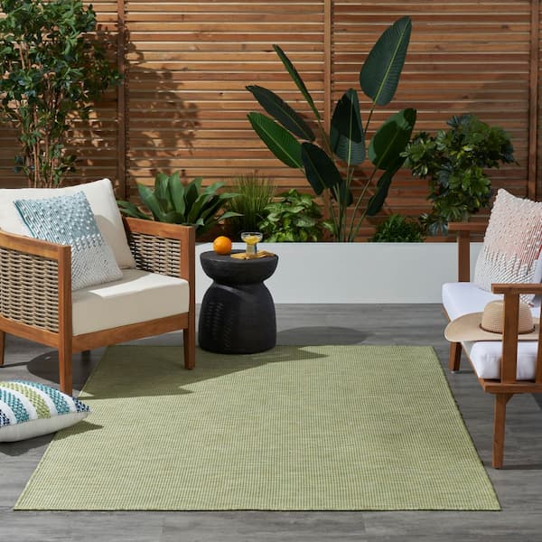 Positano Green 8 ft. x 10 ft. Solid Contemporary Indoor/Outdoor Area Rug