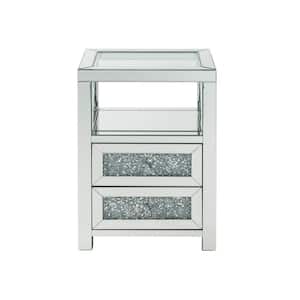Noralie 18 in. Clear Glass 26 Rectangular Mirror Console Table with Acrylic Diamond