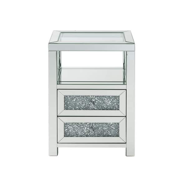 Acme Furniture Noralie 18 in. Clear Glass 26 Rectangular Mirror Console Table with Acrylic Diamond