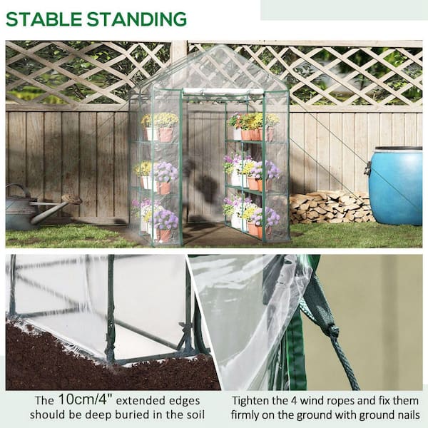 Outsunny 56.4 in. x 56.4 in. x 76.8 in. 3-Tier 8-Shelf Outdoor