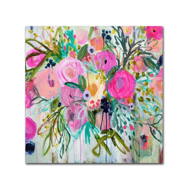 Trademark Fine Art 24 in. x 24 in. "Rose Burst" by Carrie Schmitt Printed Canvas Wall Art