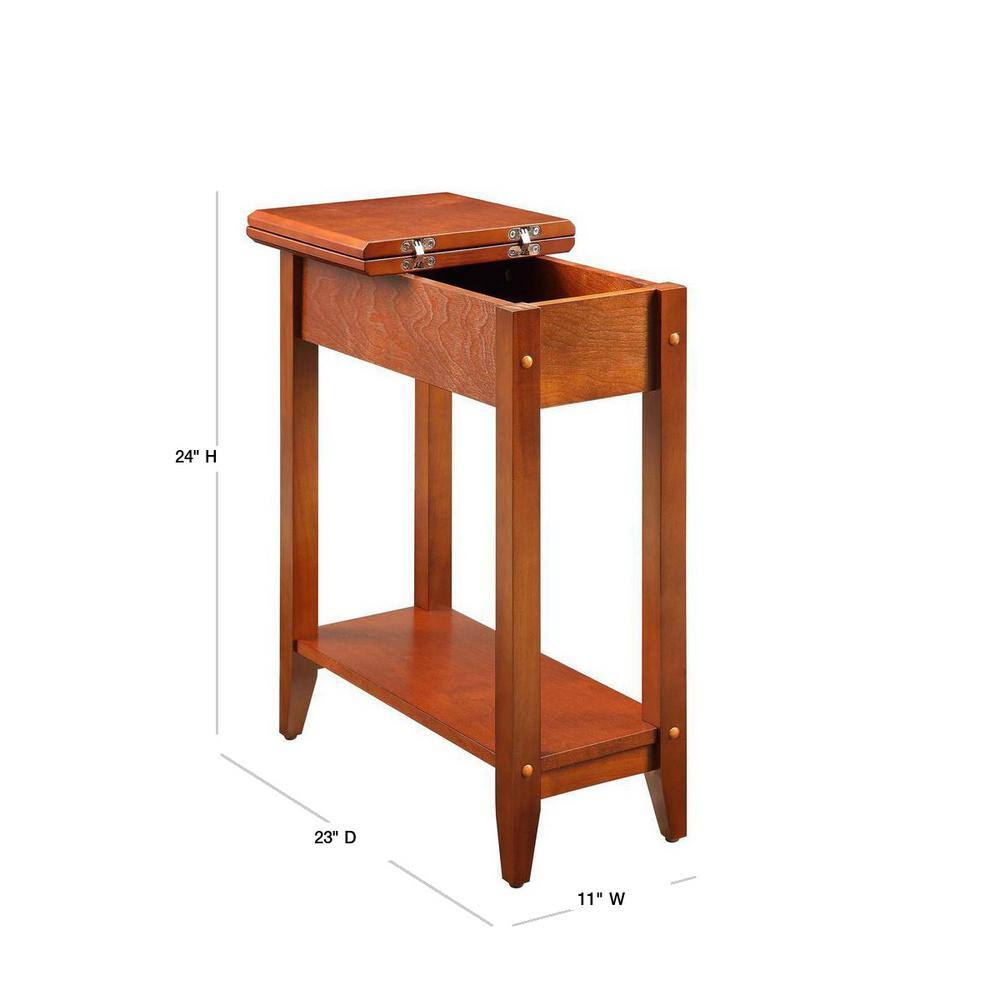 Cherry Birch Veneer Rectangular Flip Top End Table with Storage