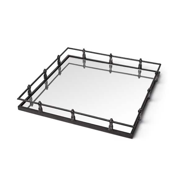 Silver Square Metal 22 in. Decorative Tray