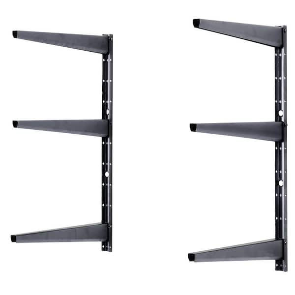 3-Layer 12 in. Heavy Duty Steel Lumber Storage Rack with Fully Adjustable Arms for Garage, Basement and Pantry, Black