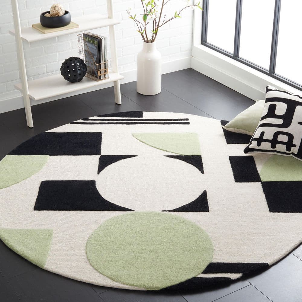 Rodeo Drive 6 ft. x 6 ft. Round Green/Black Geometric Abstract Area Rug price history on PriceWatchPro