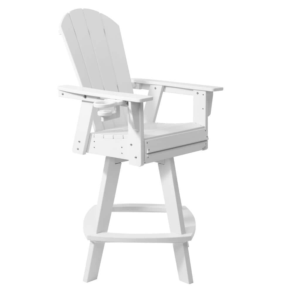 Laguna Fade Resistant Outdoor Patio HDPE Adirondack Swivel Bar Height Chair with Cup Holder, White price history on PriceWatchPro