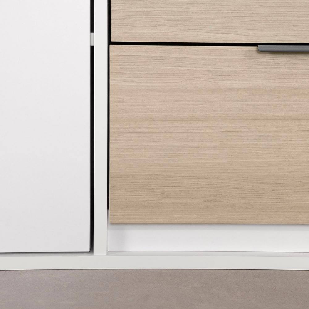 Double Soft Elm and White 2-Drawer Dresser with Door