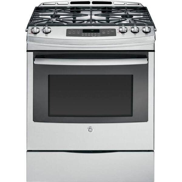 GE 5.6 cu. ft. Slide-In Gas Range with Self-Cleaning Convection Oven in Stainless Steel