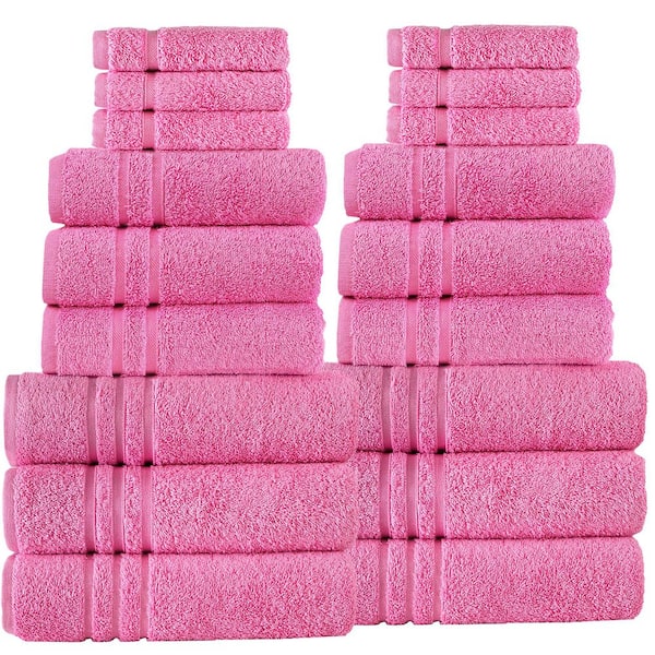 Hawmam Linen Premium 18-Piece Turkish Cotton Towel Set :Pink:-6 Bath Towels 6 Hand Towels and 6 Washcloths Super Soft