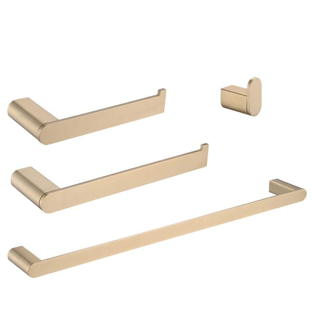 Bathroom Hardware 4-Pieces Bath Hardware Set with Towel Bar, Robe Hook, Toilet Paper Holder in Gold price history on PriceWatchPro