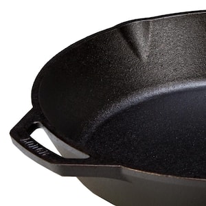 13.25 in. Cast Iron Skillet in Black with Pour Spout