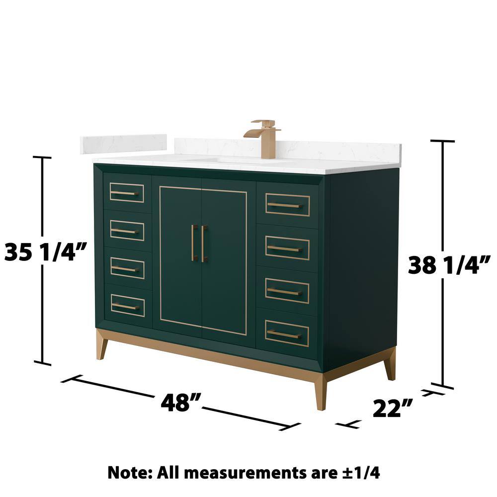 Marlena 48'' Green Single Freestanding Bathroom Vanity with Carrara Marble Top