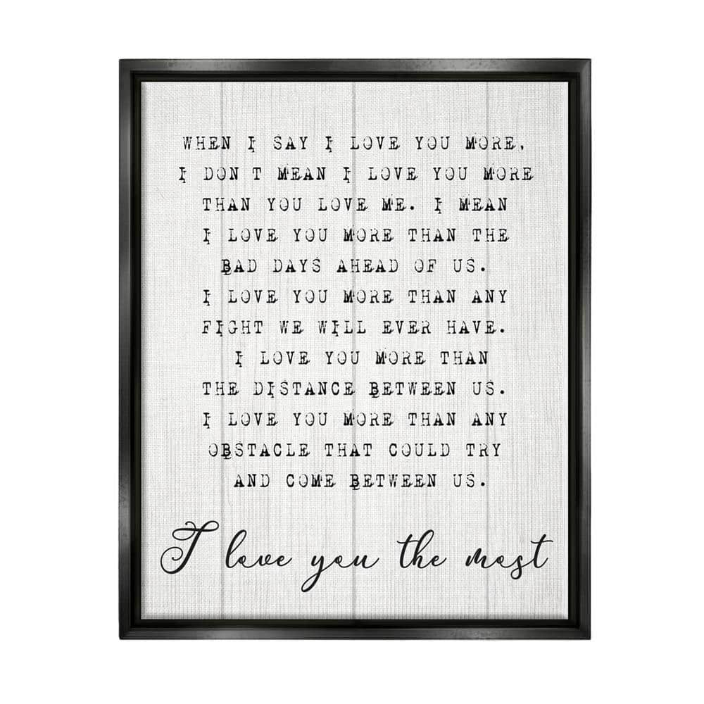 I love You the Most Phrase Relationship by Daphne Polselli Floater Frame Typography Wall Art Print 25 in. x 31 in. . price history on PriceWatchPro