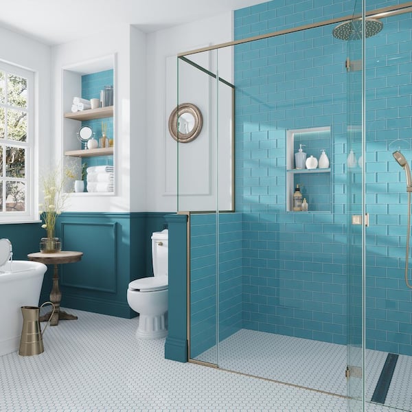 Colorway 3 in x 6 in Aqua Glass Mosaic Polished Wall and Floor Tile (30 Cases/150 sq. ft. /Pallet)