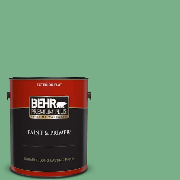 BEHR PREMIUM PLUS 1 gal. #M410-5 Green Bank Flat Exterior Paint & Primer