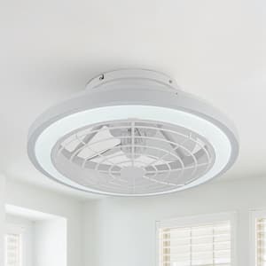 20 in. Indoor Integrated LED CCT White Low Profile Caged Enclosed Ceiling Fan with Light and Remote Control