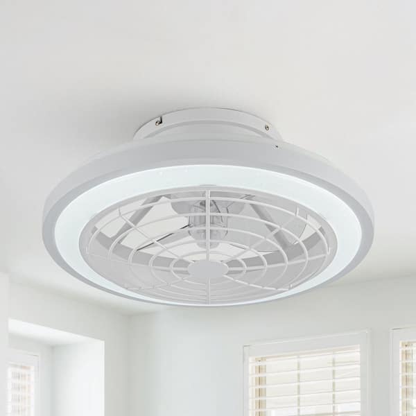 Parrot Uncle 20 in. Indoor Integrated LED CCT White Low Profile Caged Enclosed Ceiling Fan with Light and Remote Control