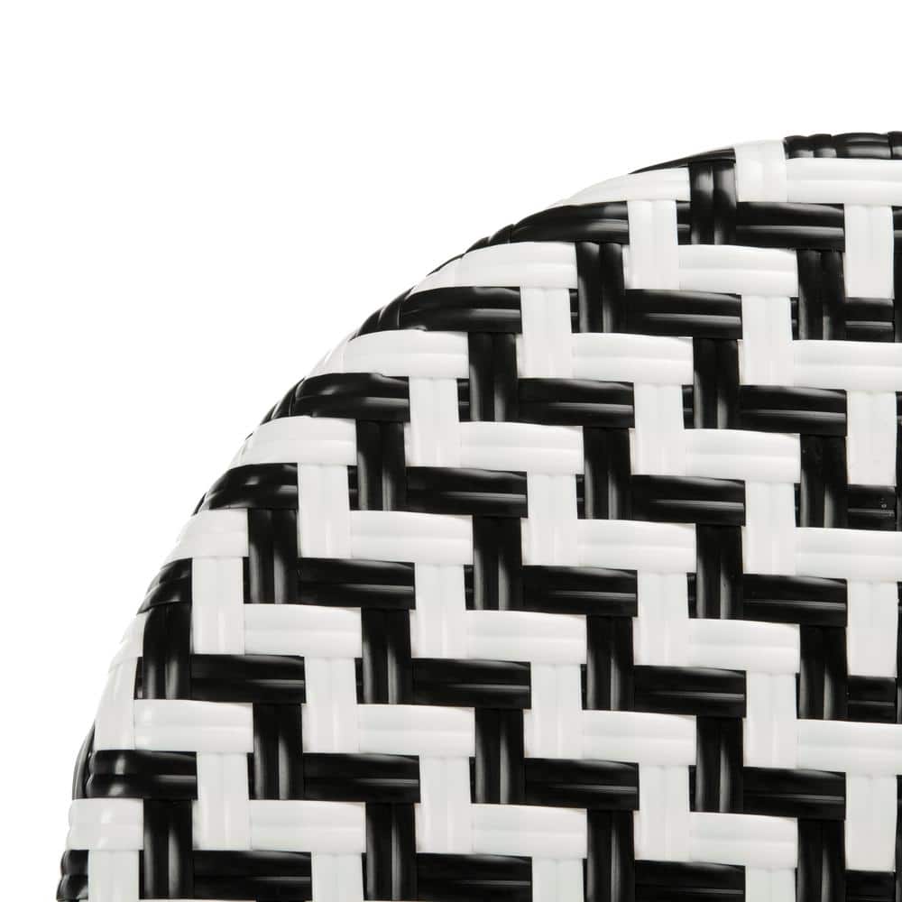 Tilden Black and White Rattan Indoor/Outdoor Bar Stool