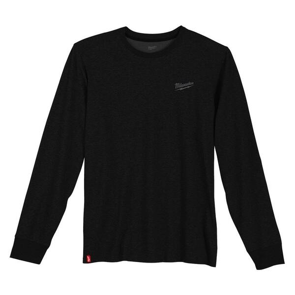 ★COOR★ Compact Cotton Long Sleeve T-Shirt Black CXE2TS04V- Milwaukee Men's Large Black Cotton/Polyester Long-Sleeve