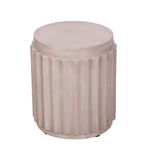Beige Round Side Table, Accent Table for Indoor and Outdoor