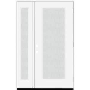 Legacy 51 in. x 80 in. Full Lite Rain Glass LHOS White Primed Fiberglass Prehung Front Door with 12 in. SL