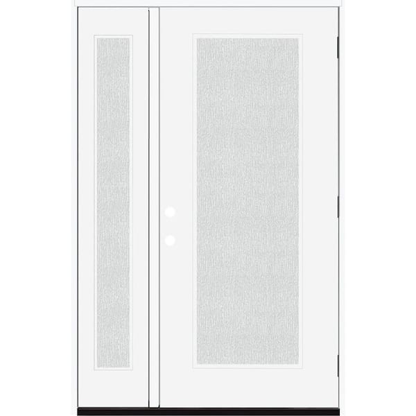 Steves & Sons Legacy 51 in. x 80 in. Full Lite Rain Glass LHOS White Primed Fiberglass Prehung Front Door with 12 in. SL