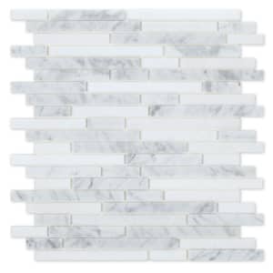 Narwhal White and Gray 11.93 in. x 11.91 in. Marble Peel and Stick Wall Mosaic Tile (5.92 sq. ft./Case)