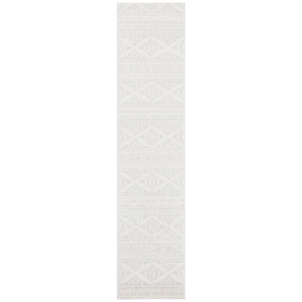 Tulum 2 ft. x 19 ft. Ivory/Light Gray Tribal Runner Rug