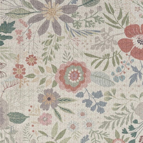 4 ft. x 6 ft. Gray and Pink Floral Power Loom Washable Non Skid Area Rug