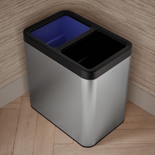 KOHLER 22-Liter Dual-Compartment Open-Top Trash Can in Stainless