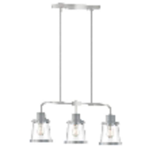 Hampton Bay Rigby 3 Light Brushed Nickel Linear Dining Room Chandelier Farmhouse Kitchen Island Pendant 65135 Hampton Bay Rigby 3 Light Brushed, Polished Nickel Chandelier Dining